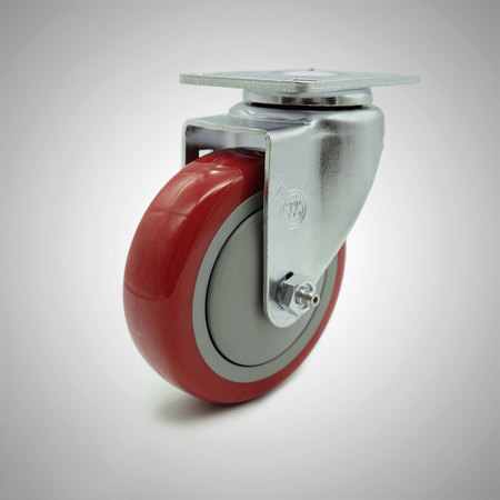 SERVICE CASTER 4 Inch SS Red Polyurethane Wheel Swivel Top Plate Caster SCC-SS20S414-PPUB-RED